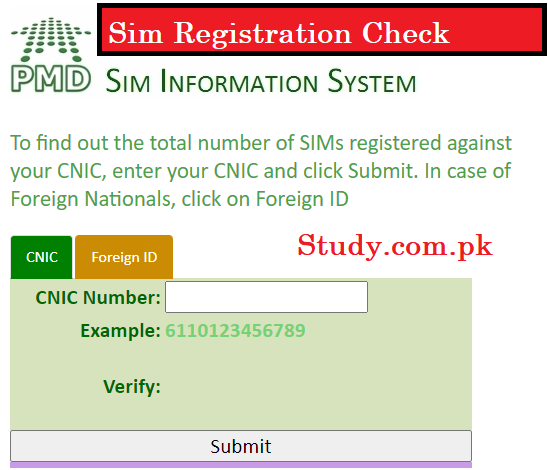 Sim Registration Check Online By Name & CNIC Number